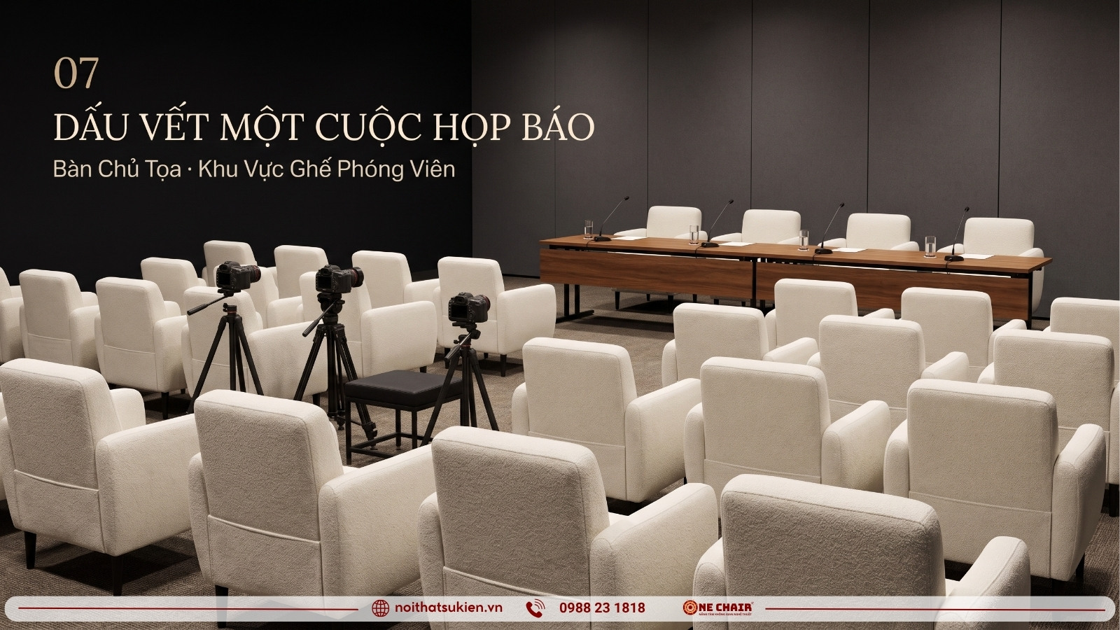 Buổi họp báo doanh nghiệp do ONE CHAIR setup nội thất sự kiện