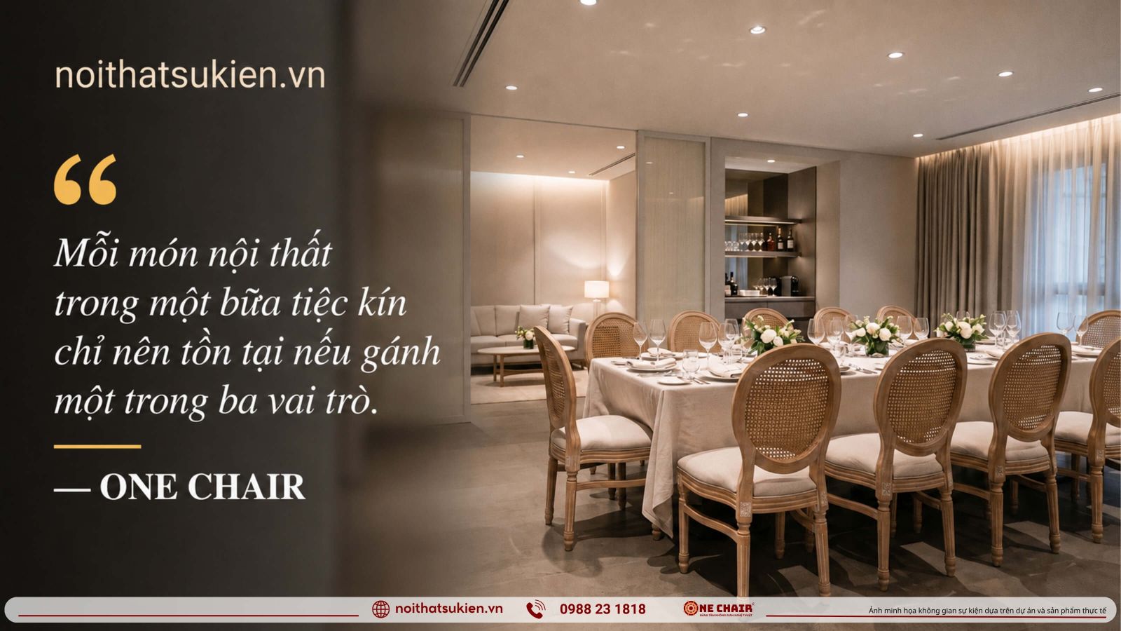 Ban dai private dining khu lounge kin va quay bar trong mot buoi tiec rieng tu