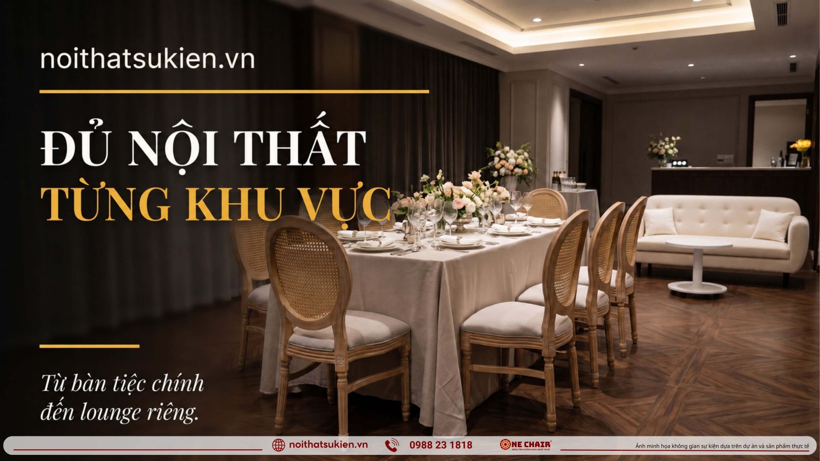 Cac khu vuc noi that tiec rieng tu khach VIP tu ban tiec den lounge va quay bar