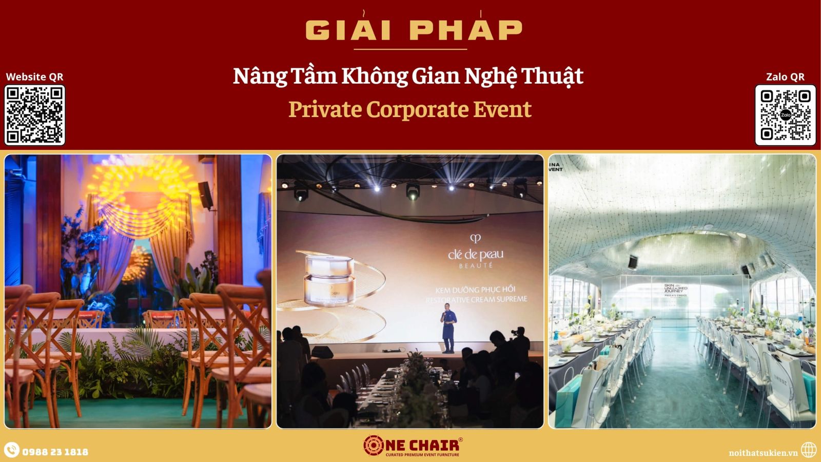 Căn phòng riêng đã setup xong với ghế danh dự và bàn module, chưa có khách