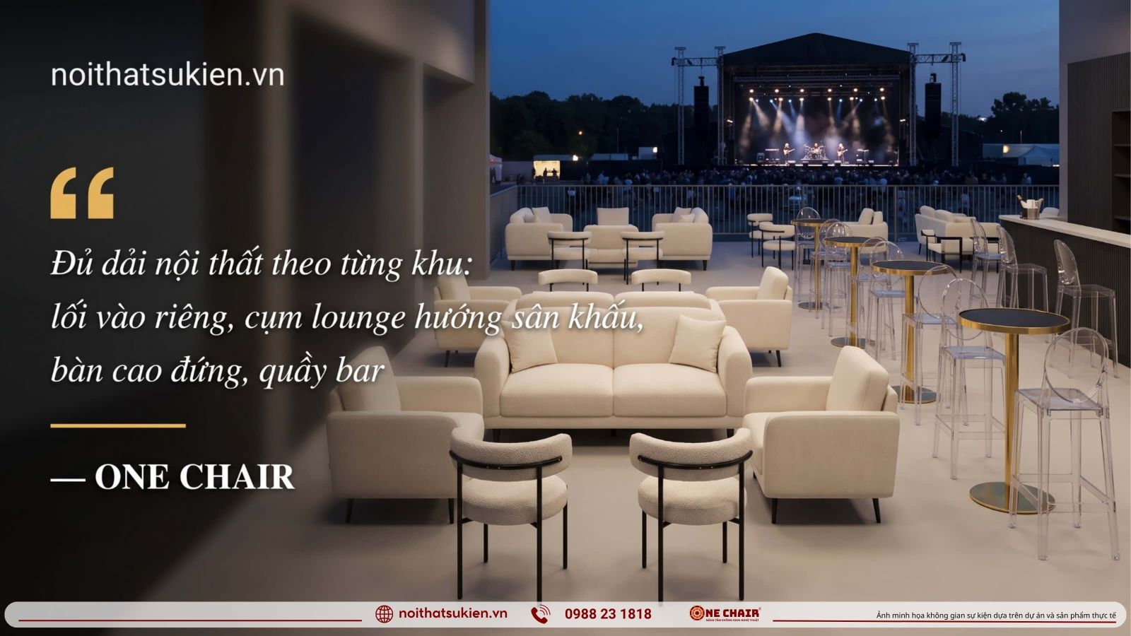 Cac khu vuc noi that khu VIP concert tu loi vao den lounge quay bar va khu nghe si