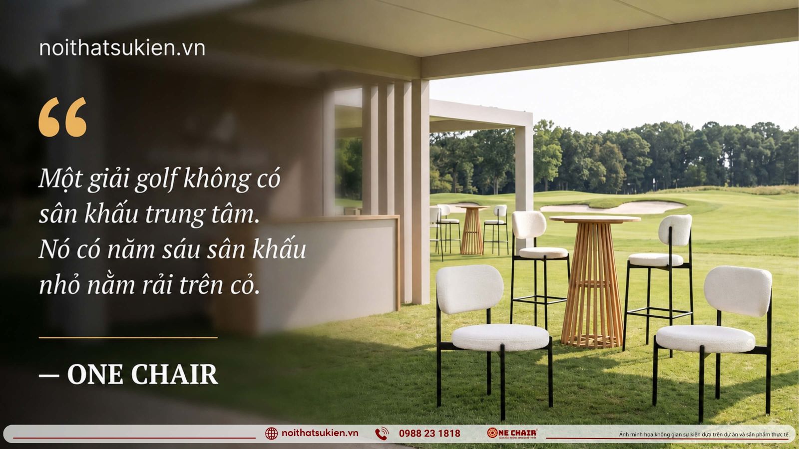 Khu don tiep nha CLB diem dung tren san va khu trao giai trong mot giai golf