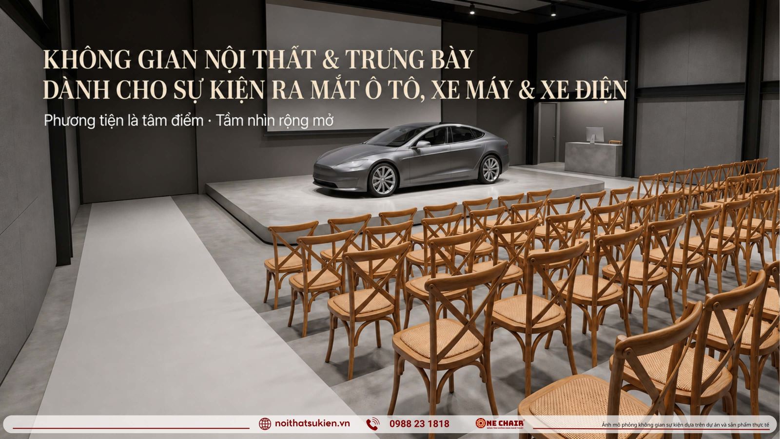 Khong gian ra mat xe buc trung bay xe ghe khan phong quanh xe va khu lai thu