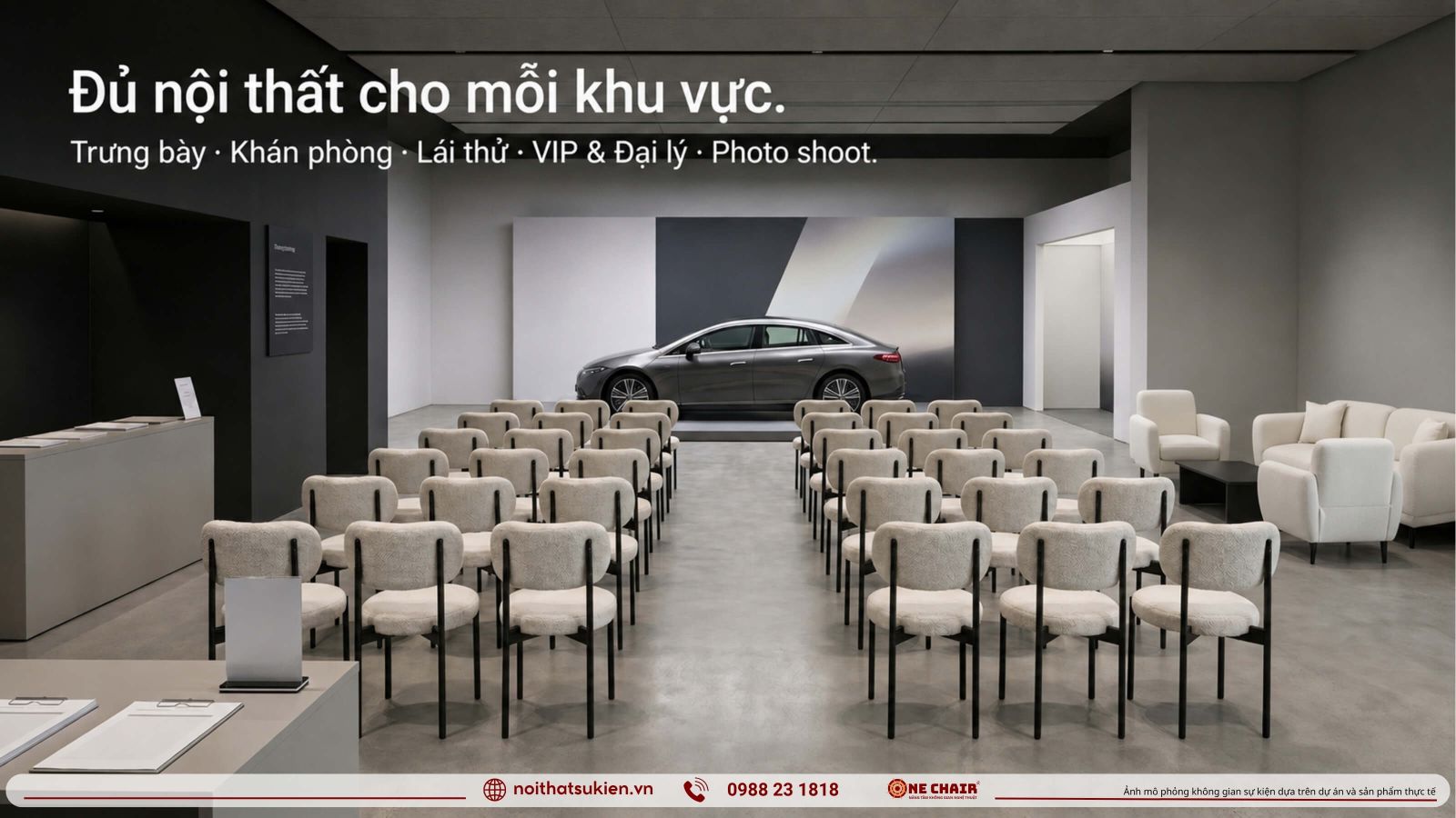 Cac khu vuc noi that ra mat xe tu buc trung bay den khu lai thu va lounge dai ly