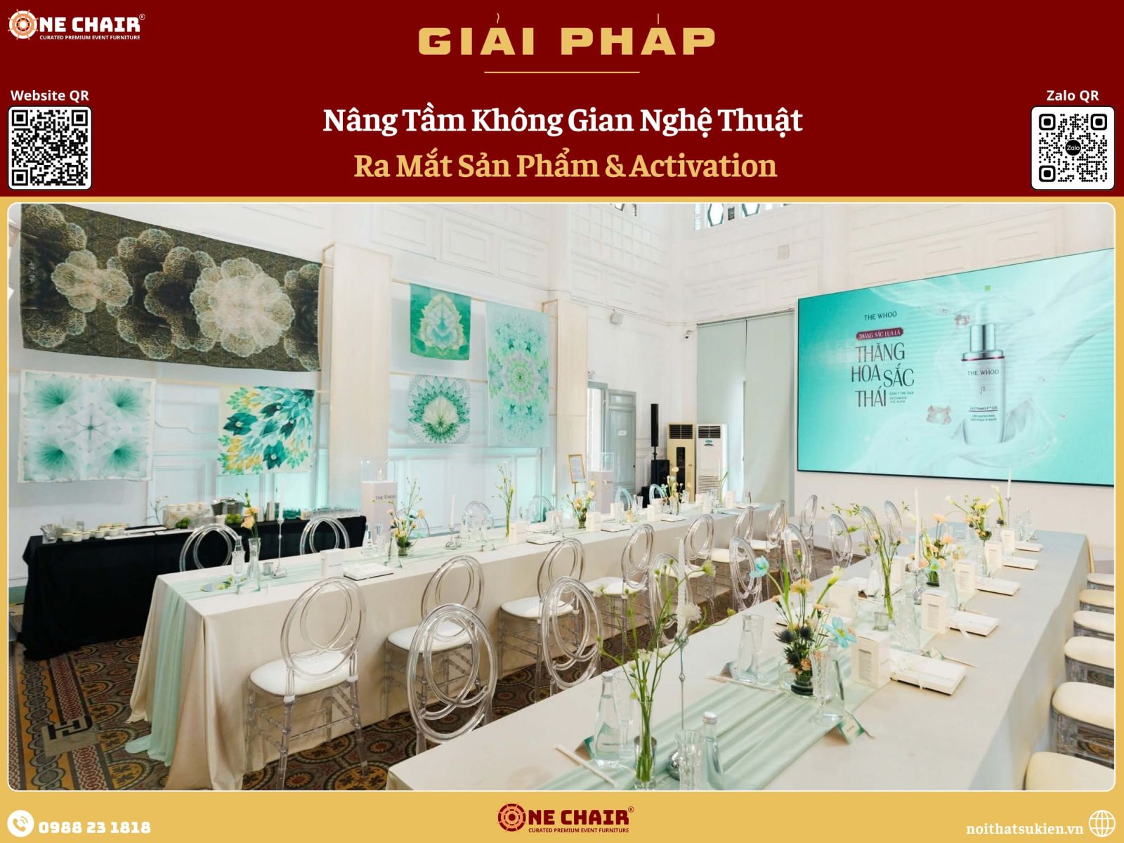 Khu trưng bày và trải nghiệm sản phẩm với đôn nhiều cao độ và bàn module quầy hands-on