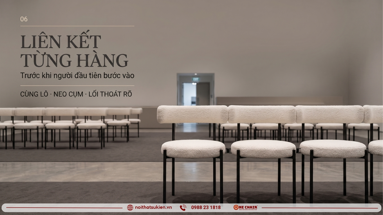 Liên kết ghế tiệc theo hàng và neo cụm trước giờ mở cửa buổi fan meeting