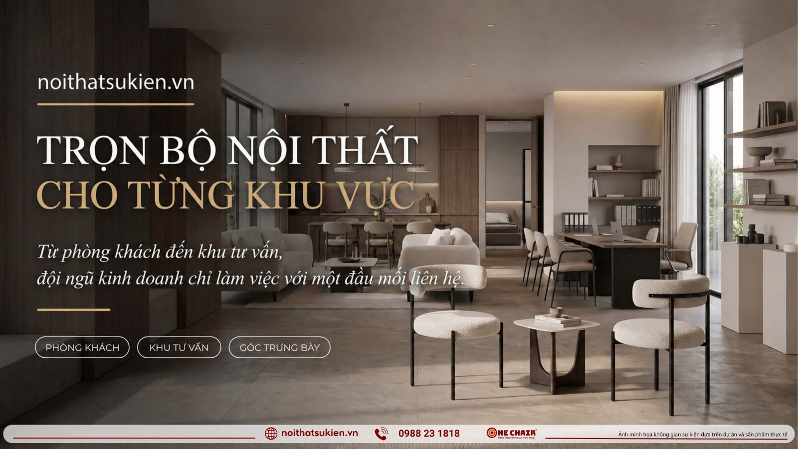 Cac khu vuc noi that trong nha mau tu phong khach den khu tu van va khu cho