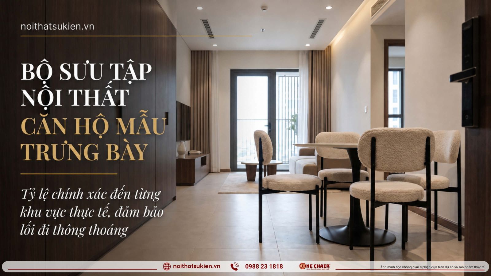 Nha mau can ho da dung noi that trung bay dung ti le voi dien tich that