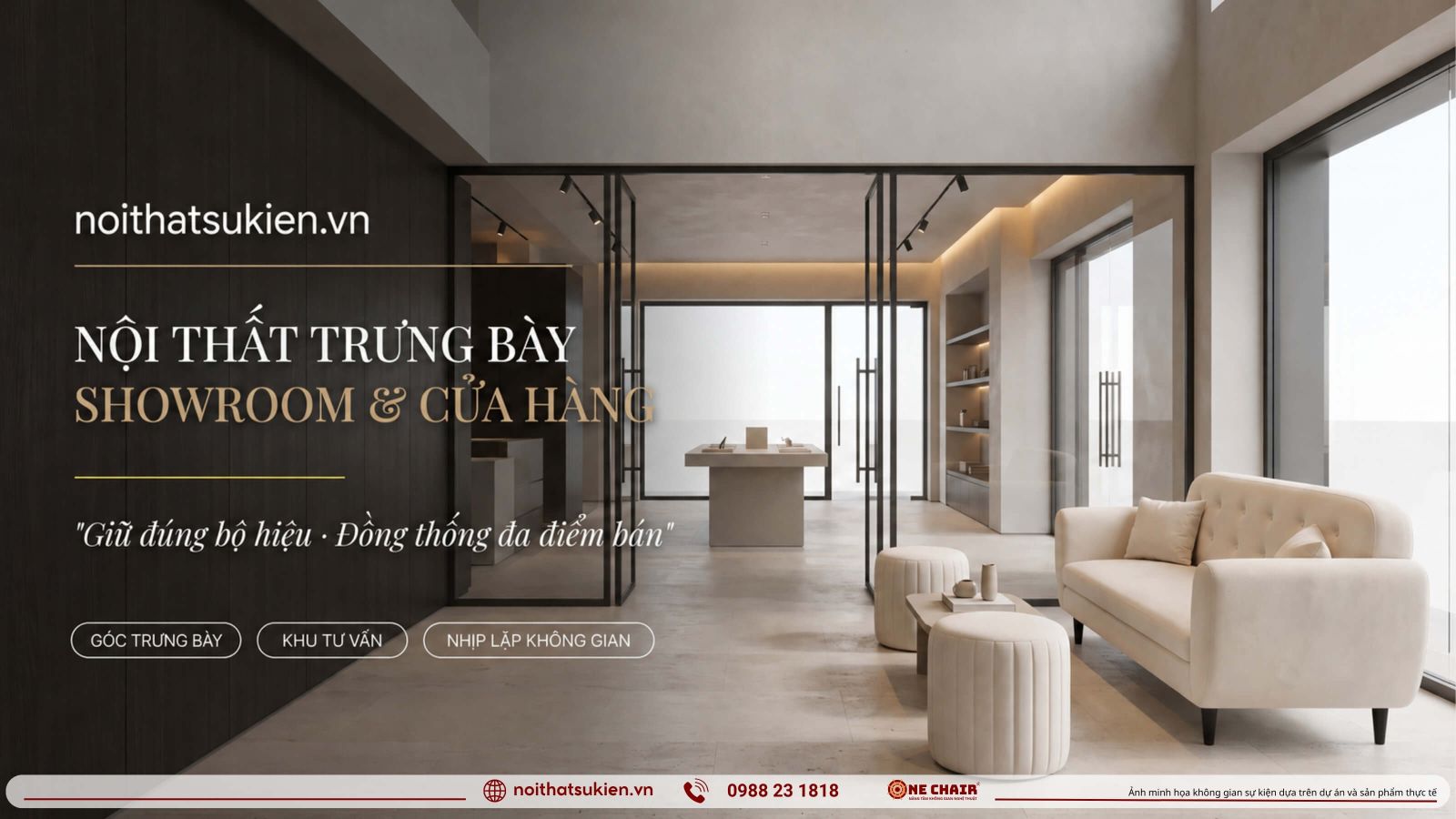 Showroom thuong hieu da dung noi that trung bay va khu tu van cho khach