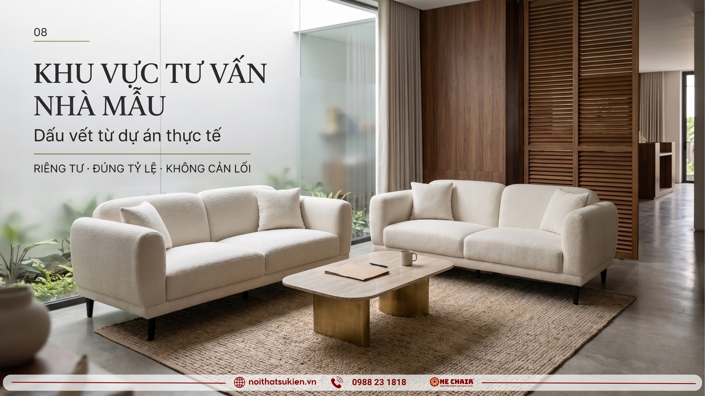 Khu tư vấn tại nhà mẫu với sofa module ghép cụm riêng tư