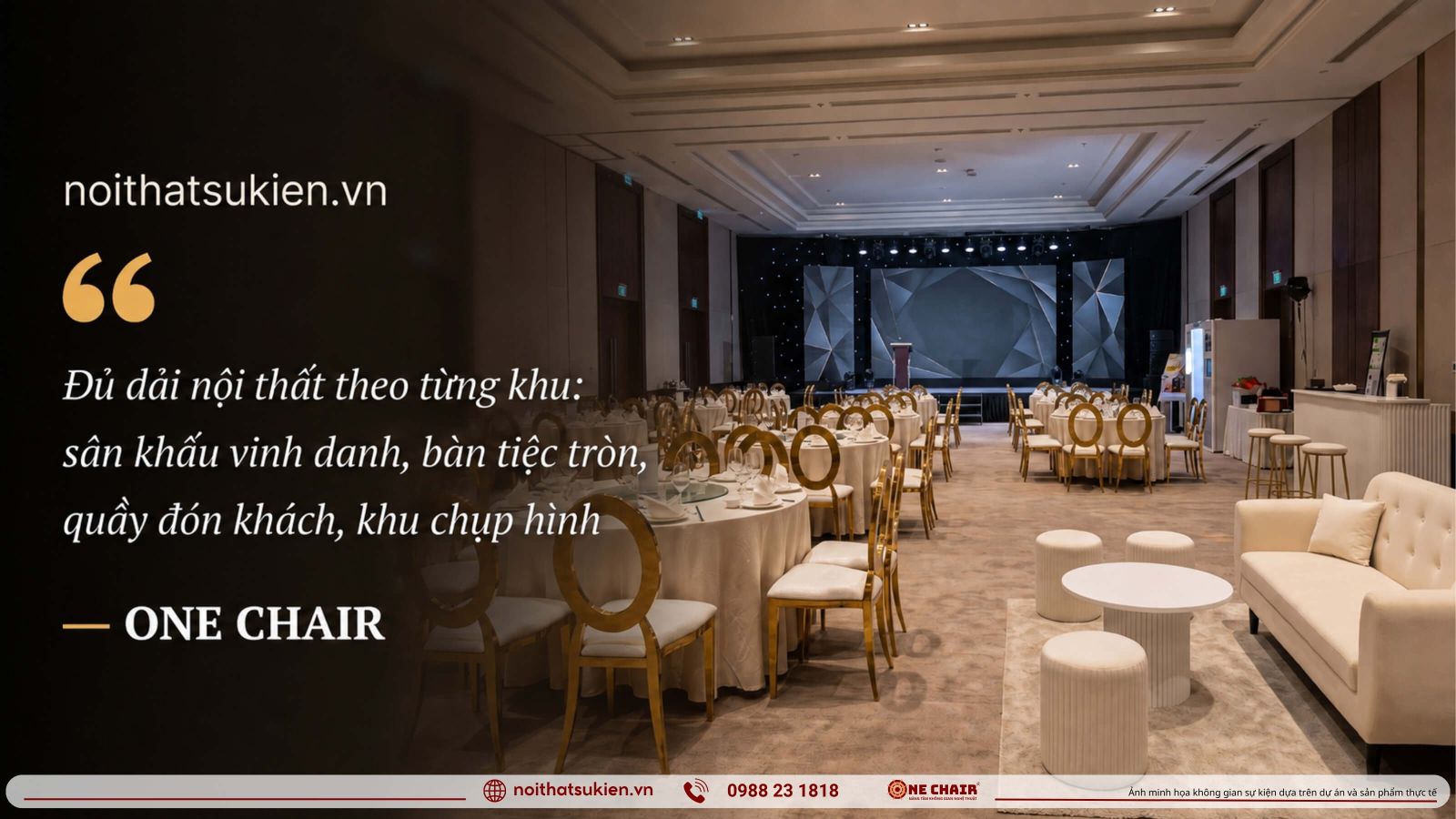 Cac khu vuc noi that tat nien tu san khau vinh danh den ban tiec va khu boc tham