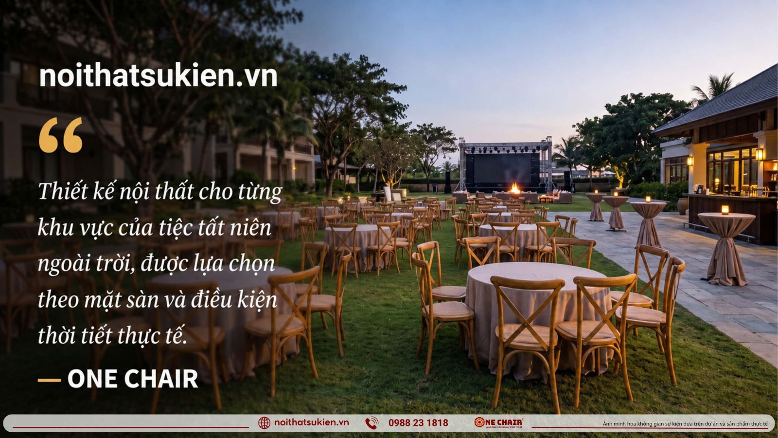 Cac khu vuc noi that tat nien ngoai troi tu san khau den ban tiec va khu lua trai