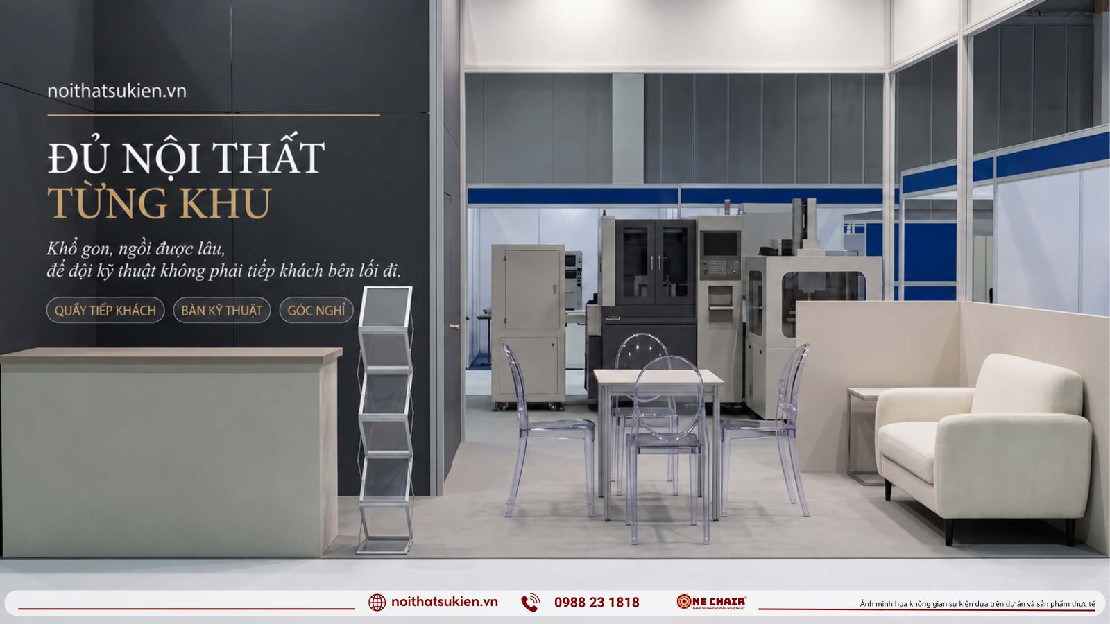 Cac khu vuc noi that gian cong nghiep tu quay tiep khach den ban ky thuat