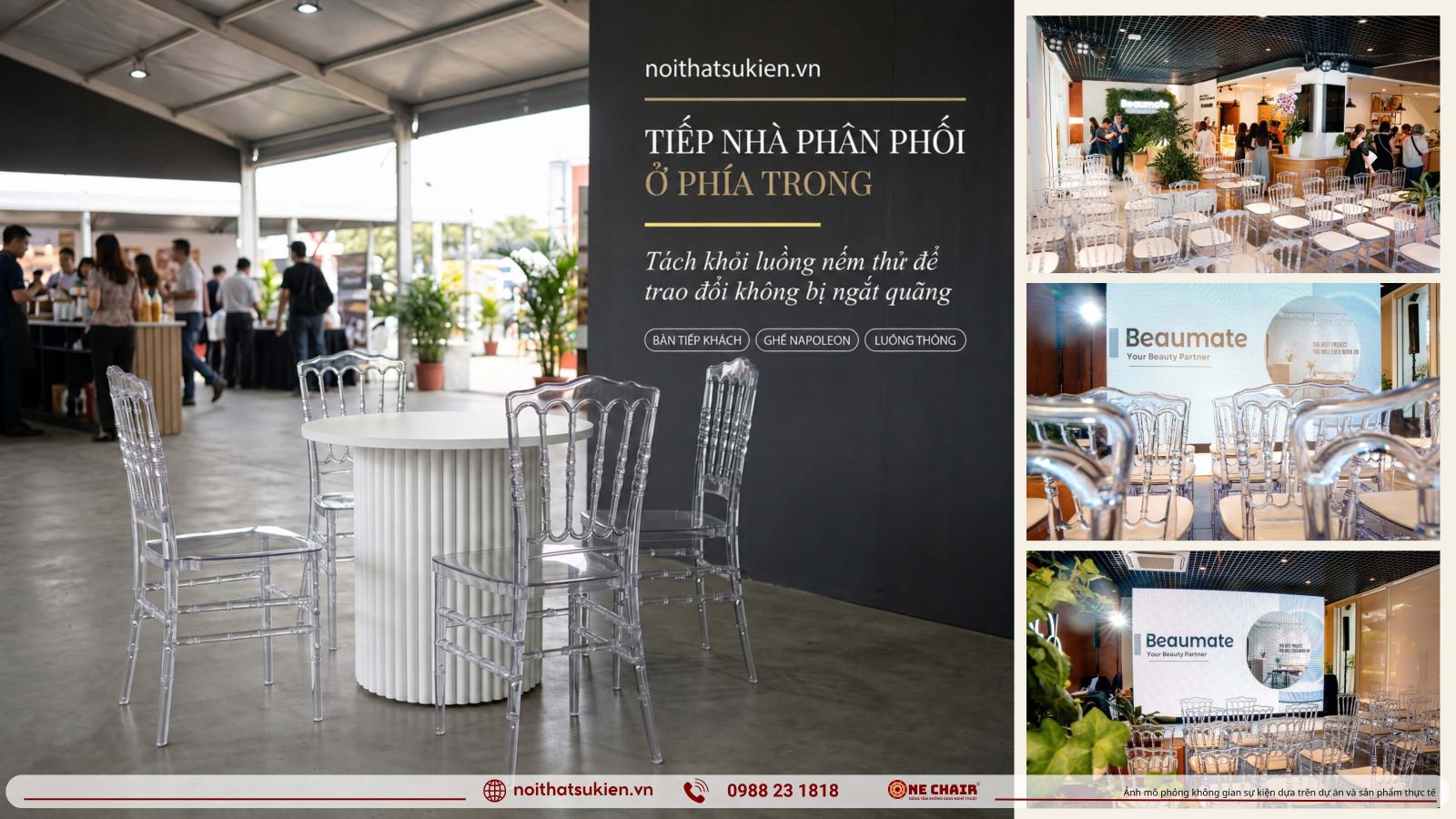Quay nem thu phia truoc ban cao dung va ban tiep nha phan phoi trong gian thuc pham