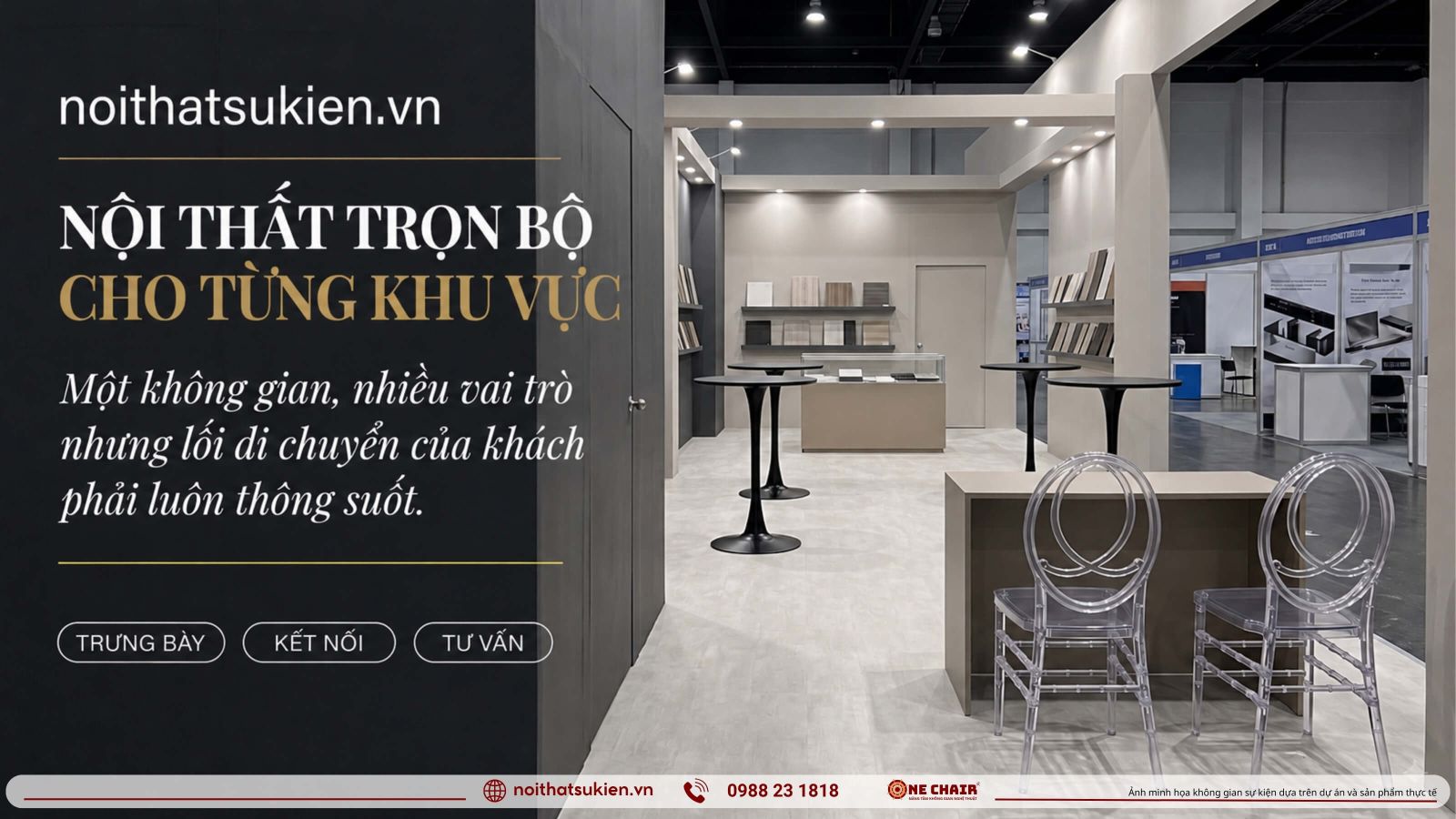Cac khu vuc noi that gian hoi cho tieu dung tu quay trung bay den khu tu van