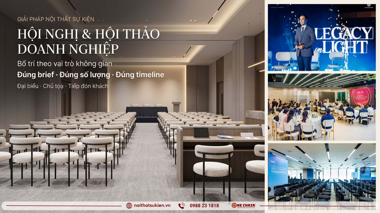 Khong gian hoi nghi doanh nghiep bo tri ghe dai bieu ban chu toa va khu don khach