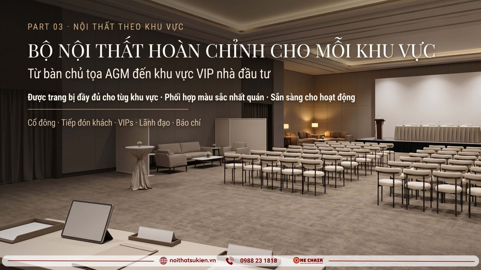 Cac khu vuc noi that hoi nghi tai chinh tu ban chu toa AGM den khu VIP nha dau tu