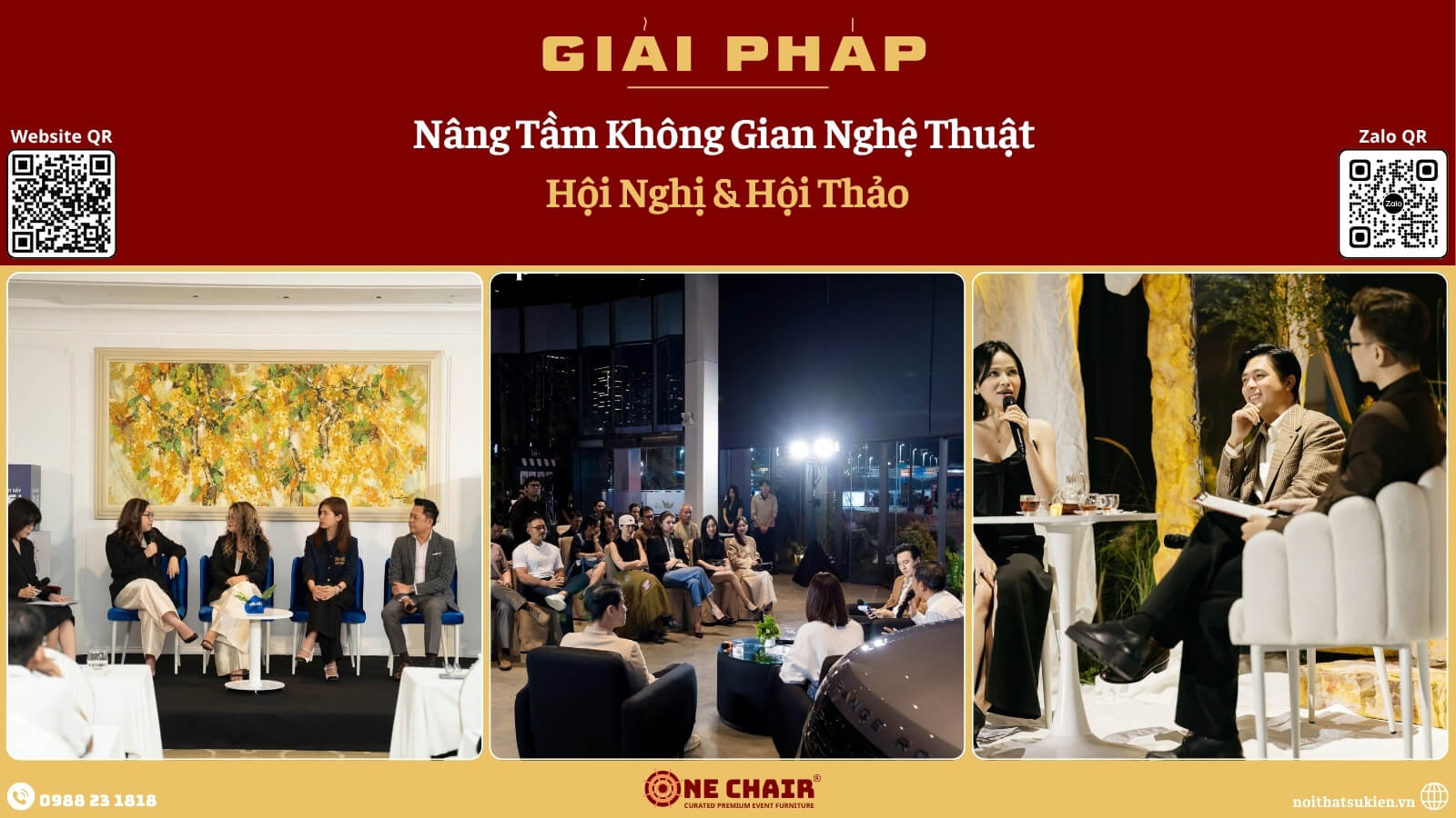 Bàn chủ toạ hội nghị với ghế danh dự dựng theo brand guideline của tập đoàn