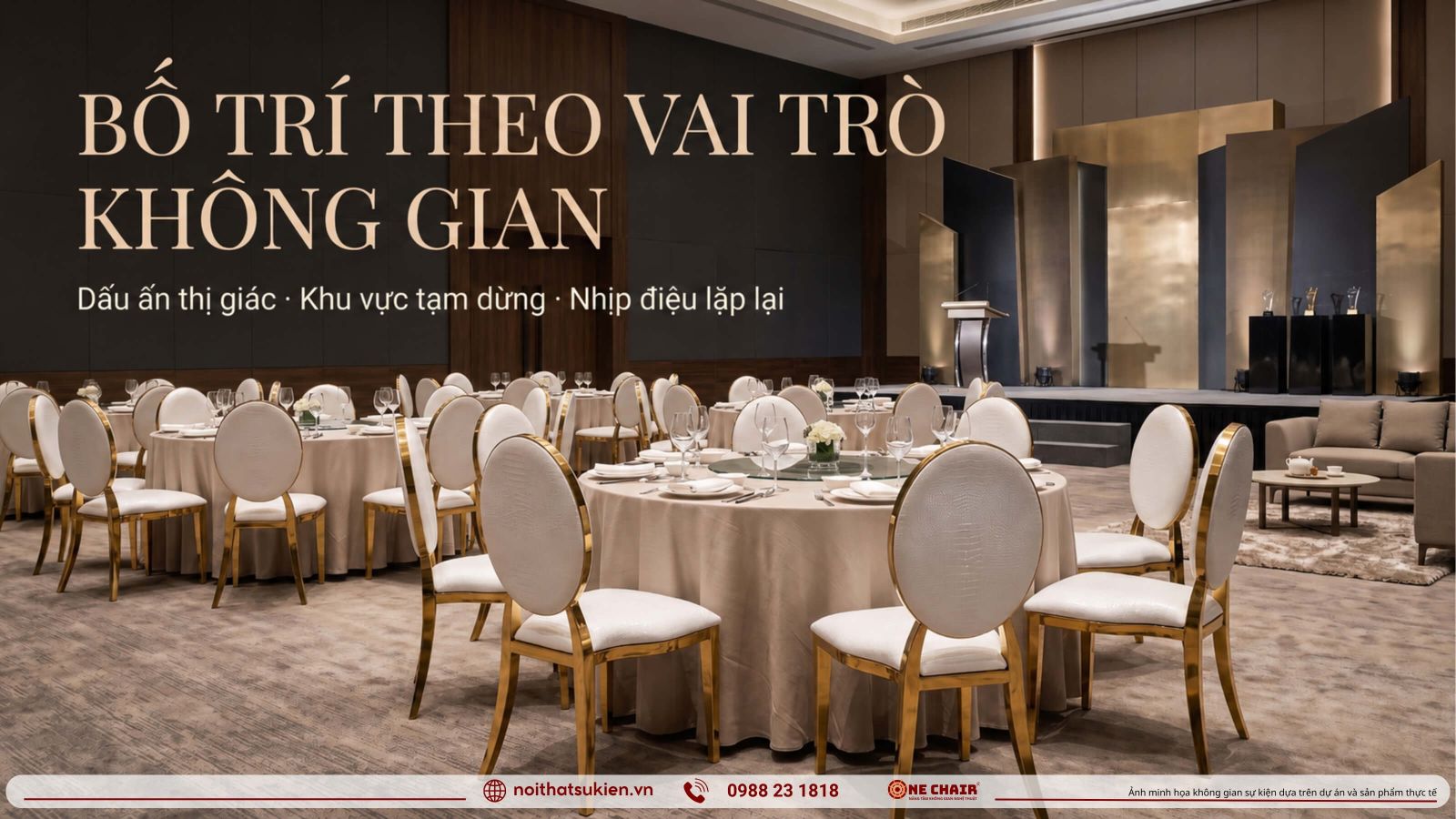 San khau vinh danh khu VIP va day ban tiec tron the hien ba vai tro khong gian gala tai chinh