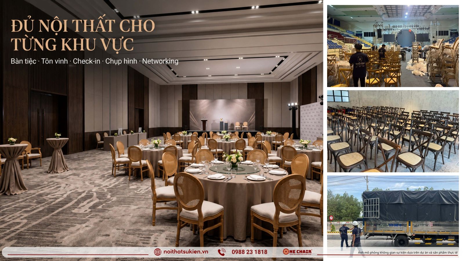 Cac khu vuc noi that gala ban le tu nhieu ban tiec tron san khau vinh danh den khu don khach lon