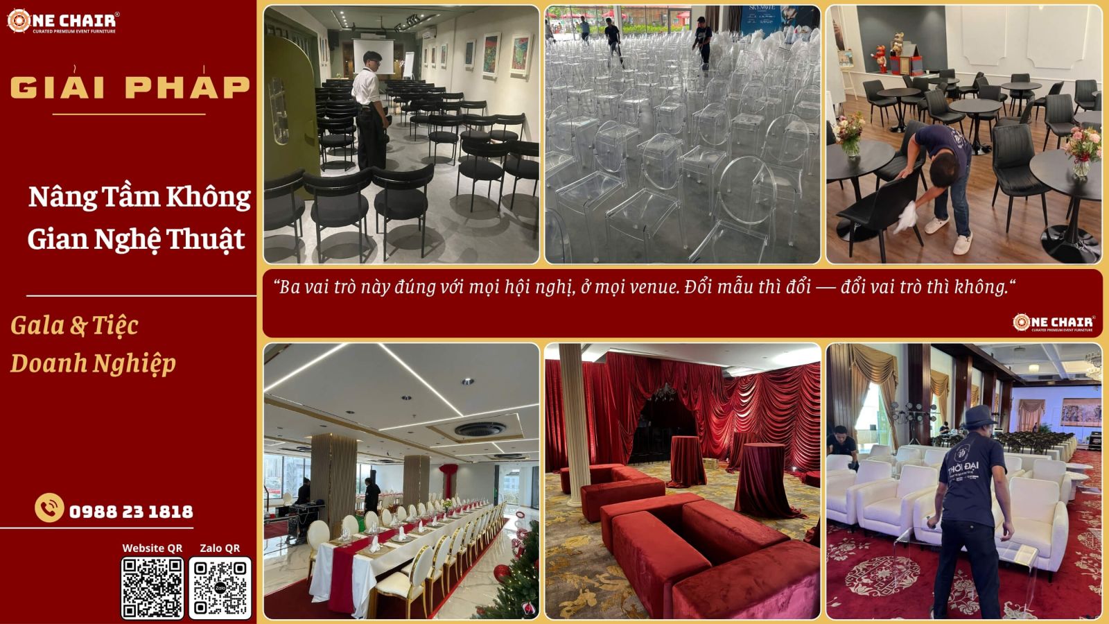 Ghế tiệc dự phòng xếp sẵn tại chỗ sau cánh gà đêm gala