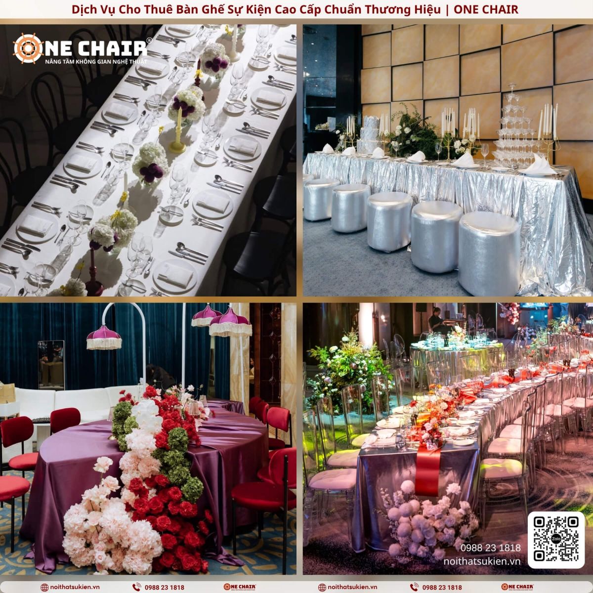 Khăn bàn sự kiện ôm form và khăn nhung theo concept – ONE CHAIR