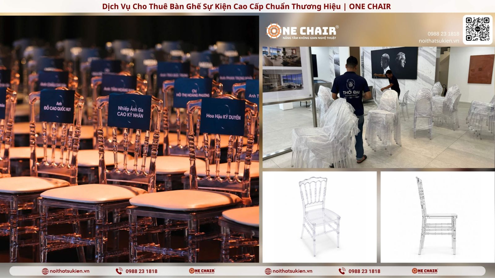 Cho thuê bàn ghế fashion show – front row ghế Ghost trong suốt – ONE CHAIR