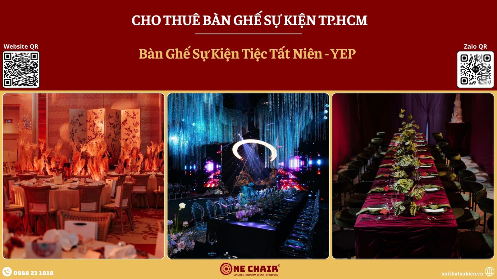 Cho thue ban ghe tiec tat nien tai TP.HCM ban tiec tron phu khan nhung va ghe Velvet