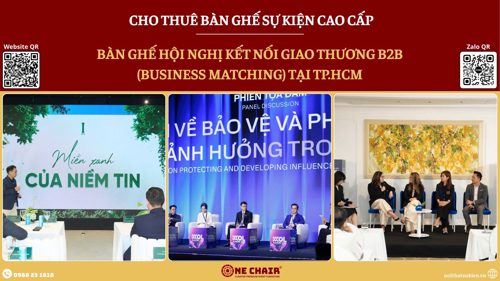 Cho thue ban ghe hoi nghi ket noi giao thuong B2B business matching tai TP.HCM ban danh so theo lich hen