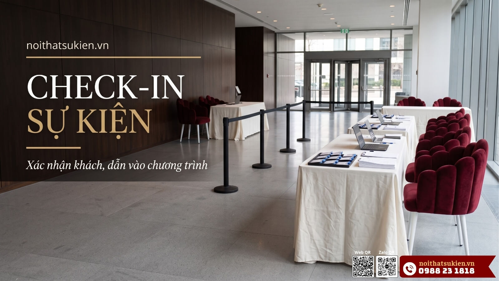 Check in su kien la gi khu check in va quay don tiep khach moi tai su kien doanh nghiep