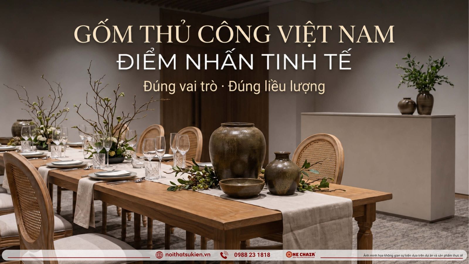 Gom thu cong Viet lam diem nhan tren ban tiec va khu welcome su kien cao cap