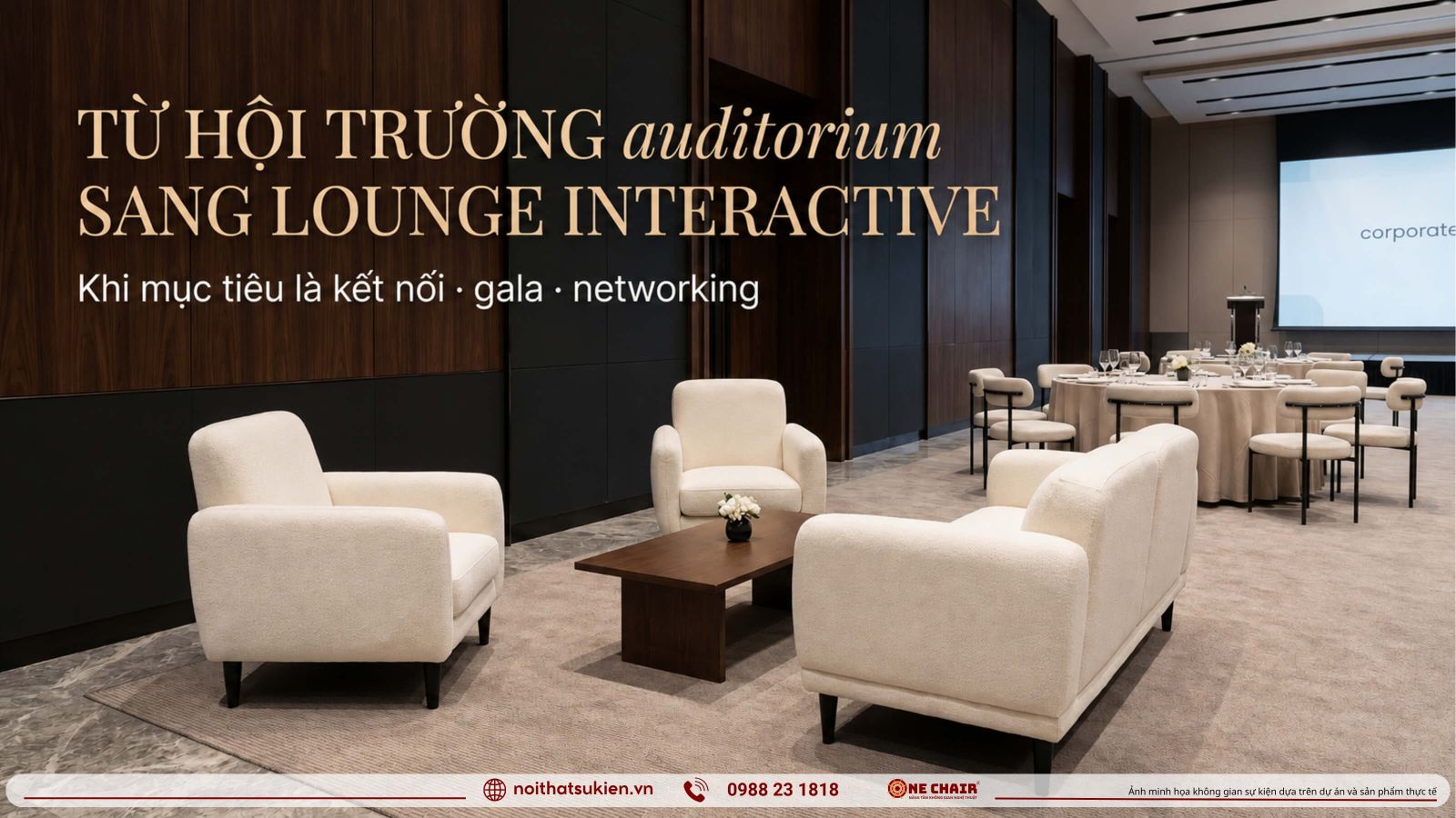 Cum lounge va ban tron tuong tac thay hang ghe khan phong trong su kien doanh nghiep