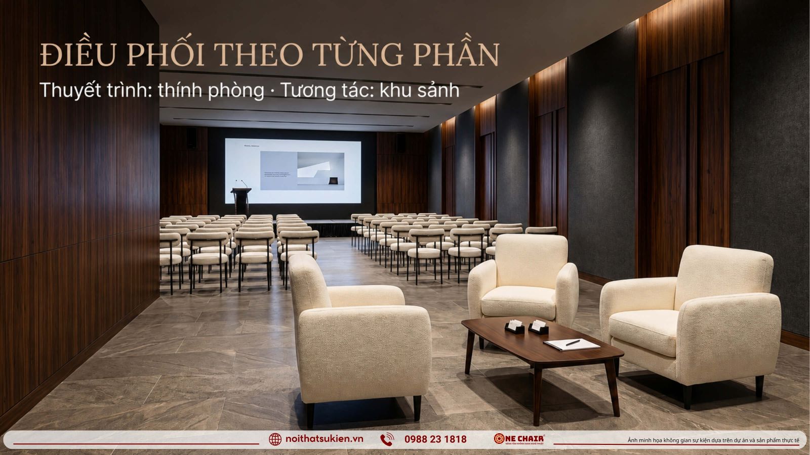 So do hybrid khan phong cho phan trinh bay va lounge cho phan networking