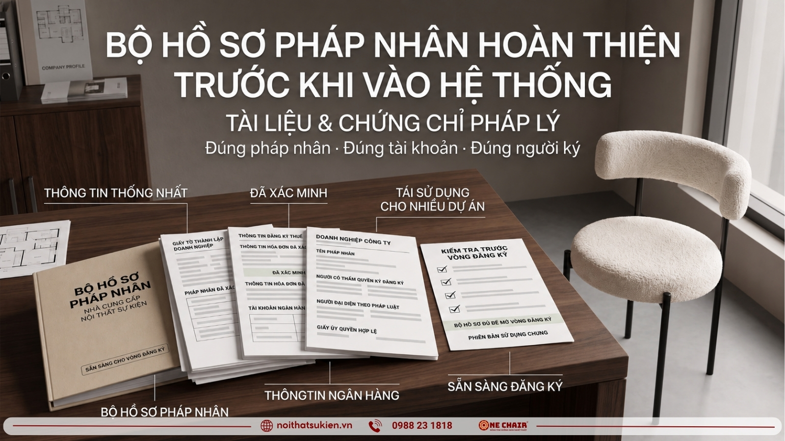 Bộ hồ sơ pháp nhân của nhà cung cấp nội thất sự kiện chuẩn bị cho vòng đăng ký