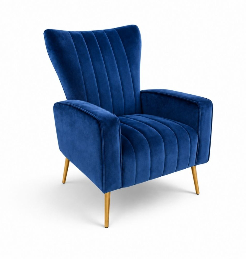 Ghế Sofa Armchair Aria - Nhung Xanh Cobalt