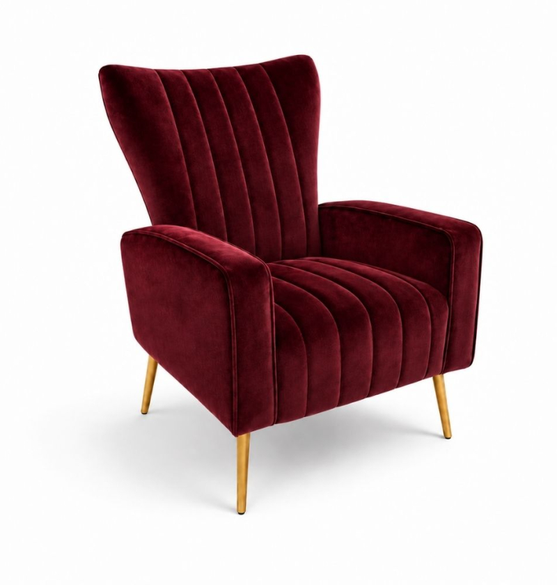 Ghế Sofa Armchair Aria - Nhung Đỏ Burgundy