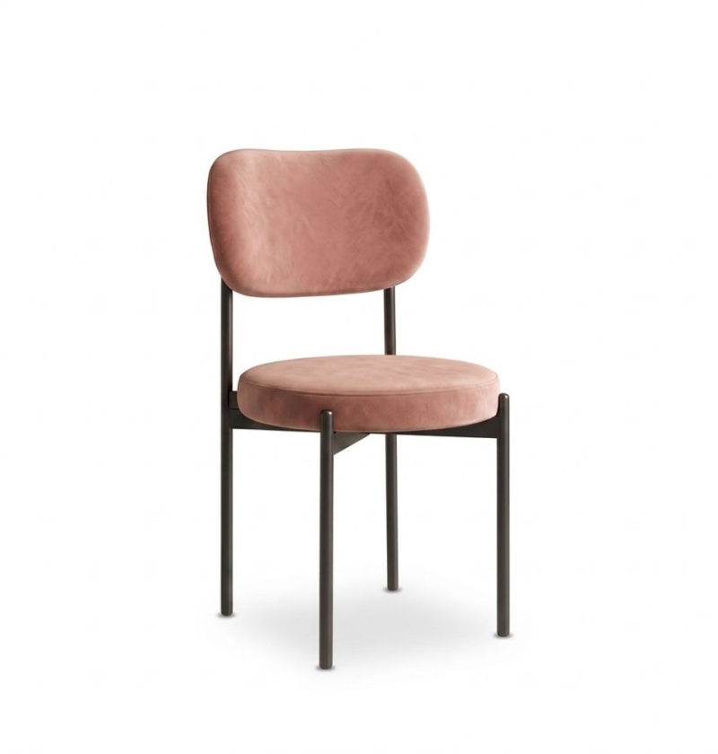 Ghế Velvet Khung Đen - Nhung Hồng Dusty