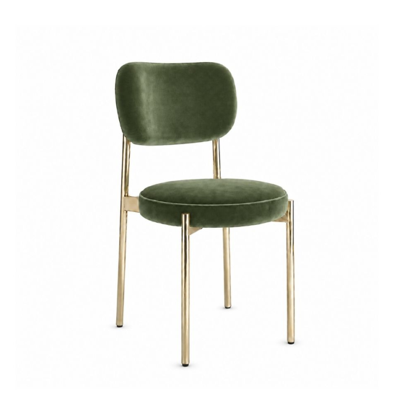 Ghế Velvet Khung Mạ Vàng Bóng - Nhung Xanh Olive