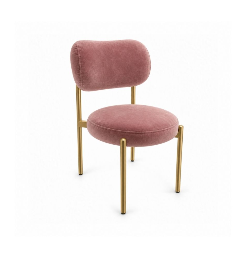 Ghế Velvet Khung Mảnh Vàng Champagne - Nhung Hồng Dusty