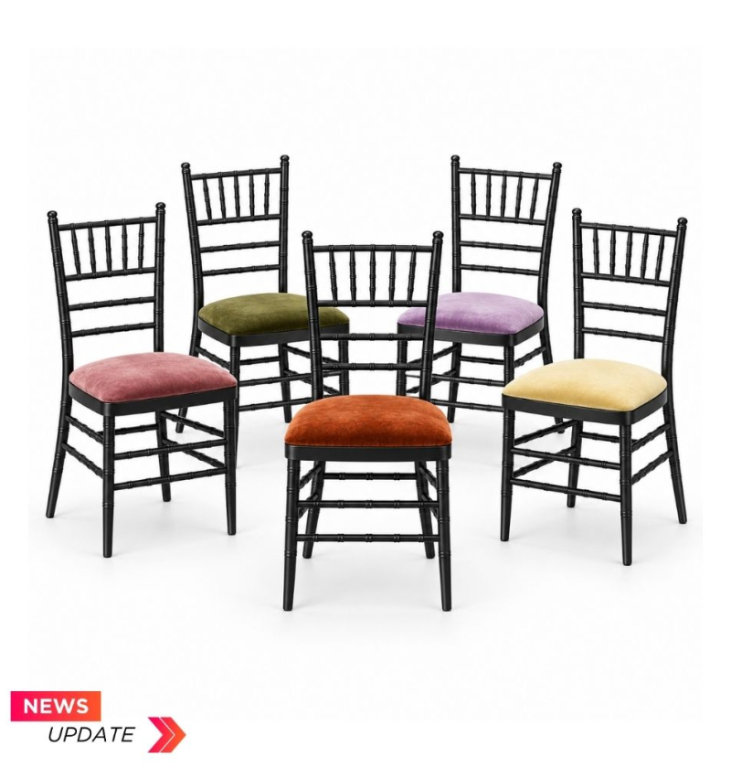 Ghế Tiffany Đen - Nệm Nhung Màu Custom
