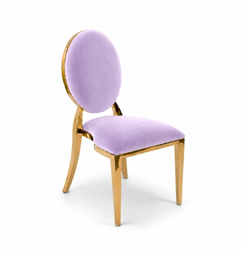 Ghế Louis Banquet Mạ Vàng - Nhung Tím Lilac