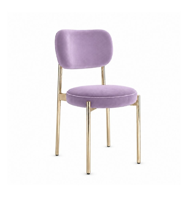 Ghế Velvet Khung Mạ Vàng Bóng - Nhung Tím Lilac