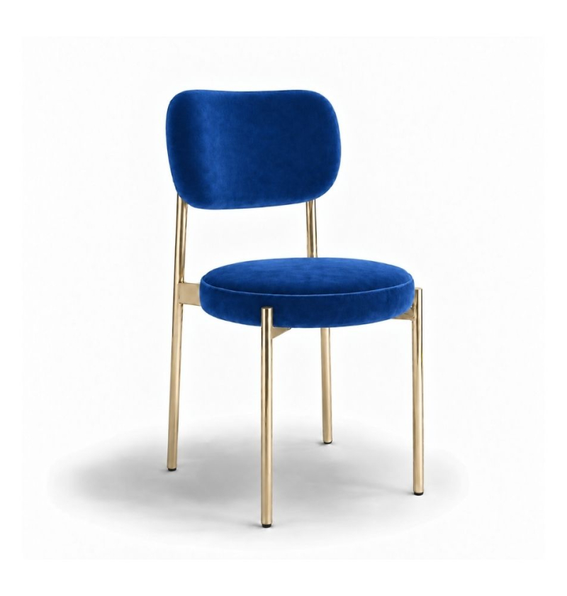 Ghế Velvet Khung Mạ Vàng Bóng - Nhung Xanh Cobalt