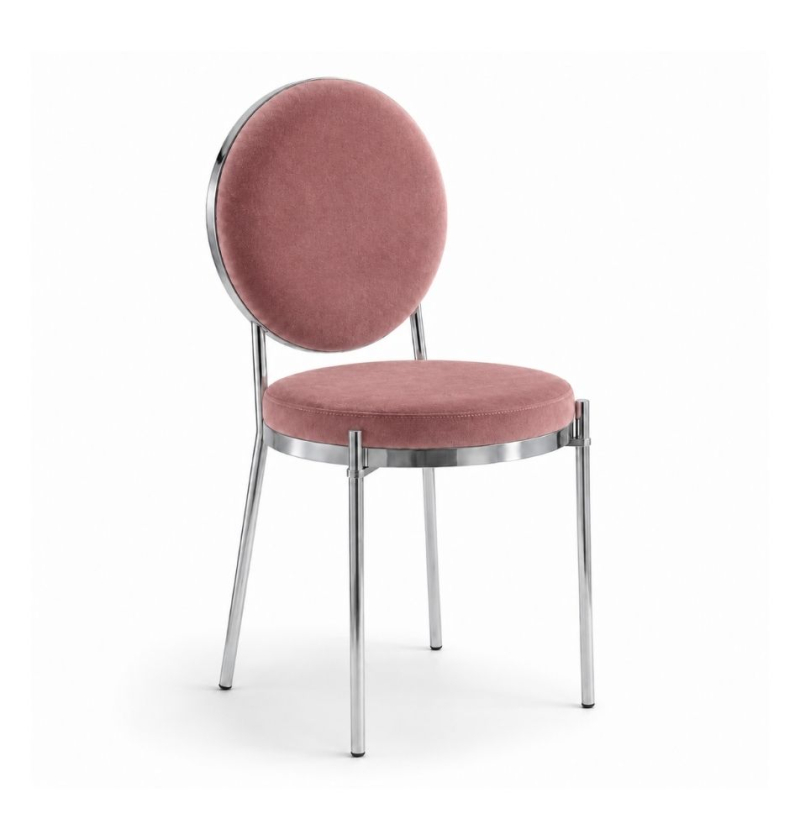 Ghế Moon Mạ Bạc Bóng - Nhung Hồng Dusty