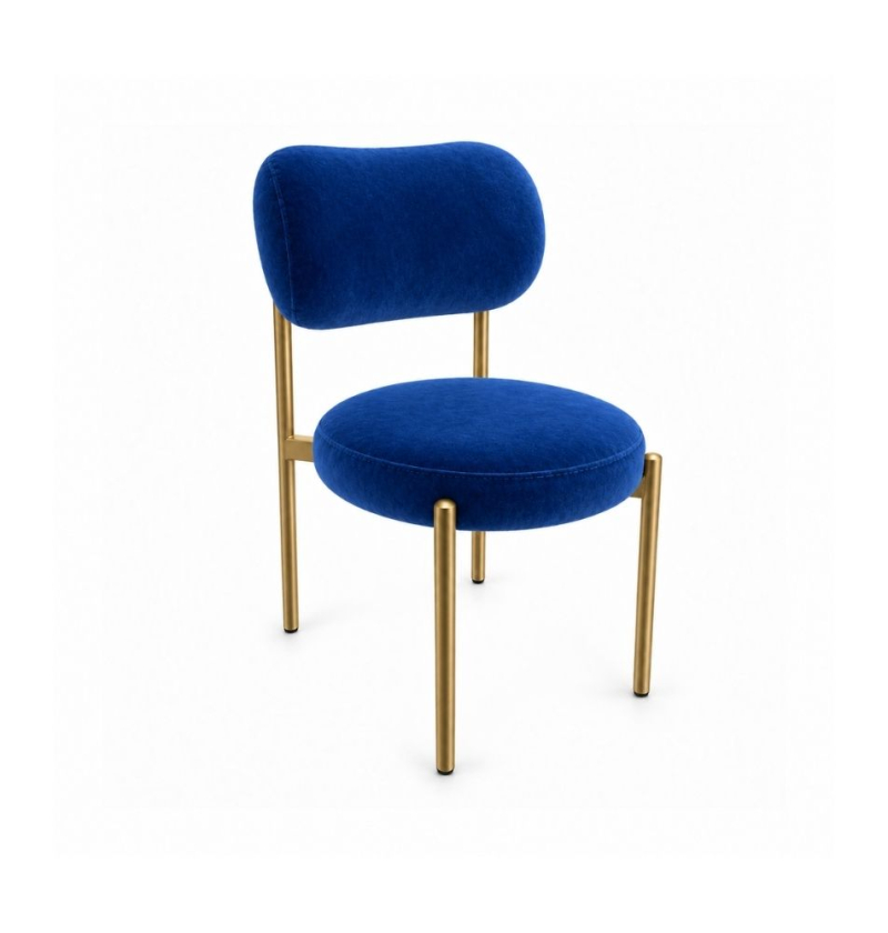 Ghế Velvet Khung Mảnh Vàng Champagne - Nhung Xanh Cobalt