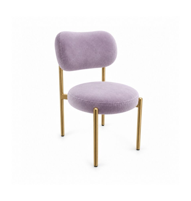Ghế Velvet Khung Mảnh Vàng Champagne - Nhung Tím Lilac