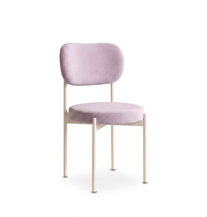 Ghế Velvet Khung Trắng - Nhung Tím Lilac