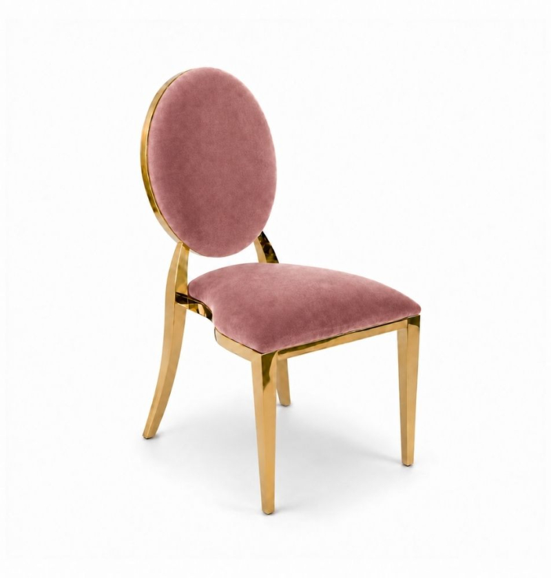 Ghế Louis Banquet Mạ Vàng - Nhung Hồng Dusty