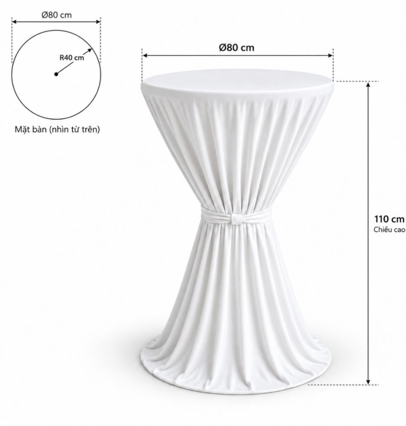 Bàn Bar Phủ Khăn 110cm - Ø80cm