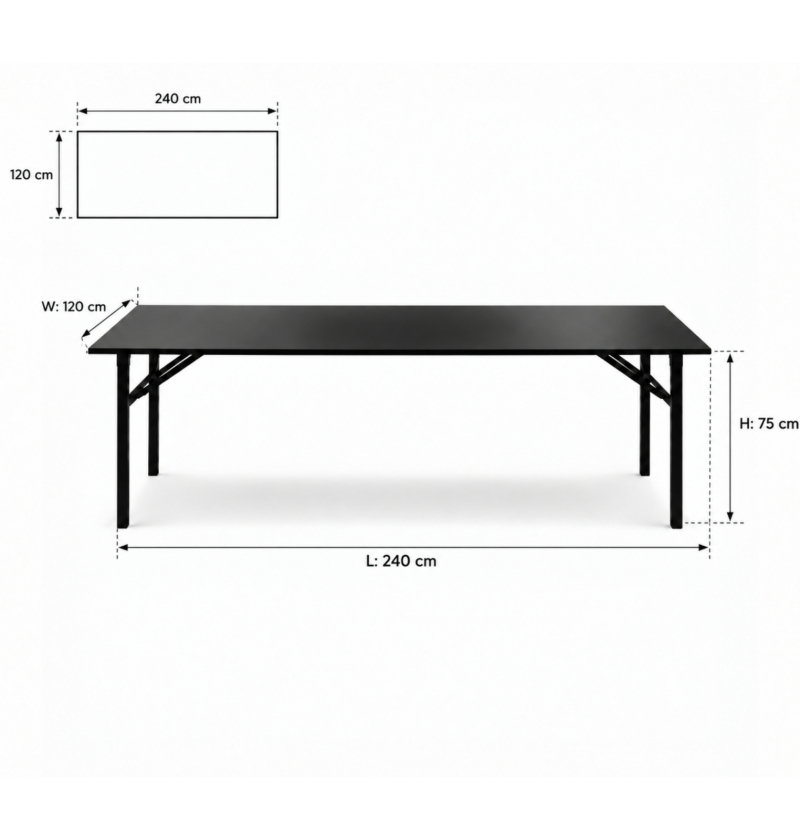 Bàn Sự Kiện Chữ Nhật - 240 × 120 cm